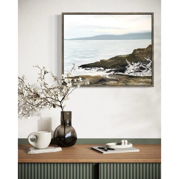 Original Oil Painting Contemporary Seascape Rocks Sea Spray Clouds 16x20 Signed - Picture 8 of 10